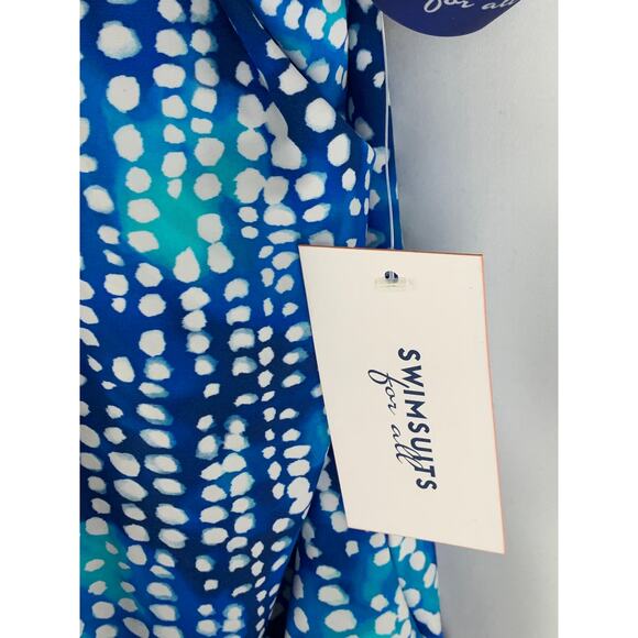 Swimsuits For All One Piece Bathing Suit Women Size 32 Blue White Polk Dot Plus - Picture 4 of 9